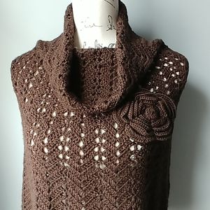 Delicate Knit Cape with Cowl Neck